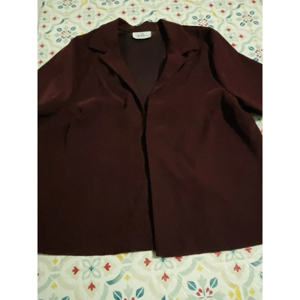 Los Angeles Short  sleeve open-front  loose blazer Womens Top sz XL Burgandy